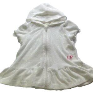 OCEAN PACIFIC OP White Hooded Zip-Up Dress Swimsuit Cover Up Toddler Girls 18M
